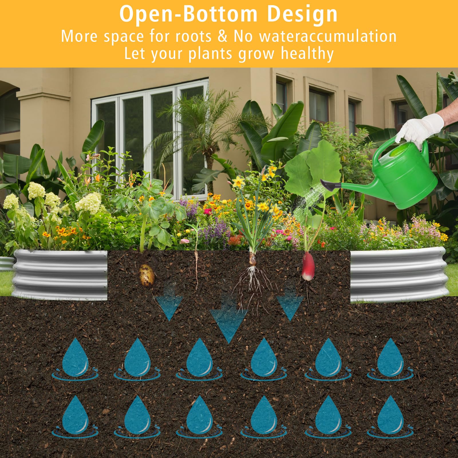 Gardeal Garden Bed Open Bottom Drainage promotes healthy root growth and prevents waterlogging.