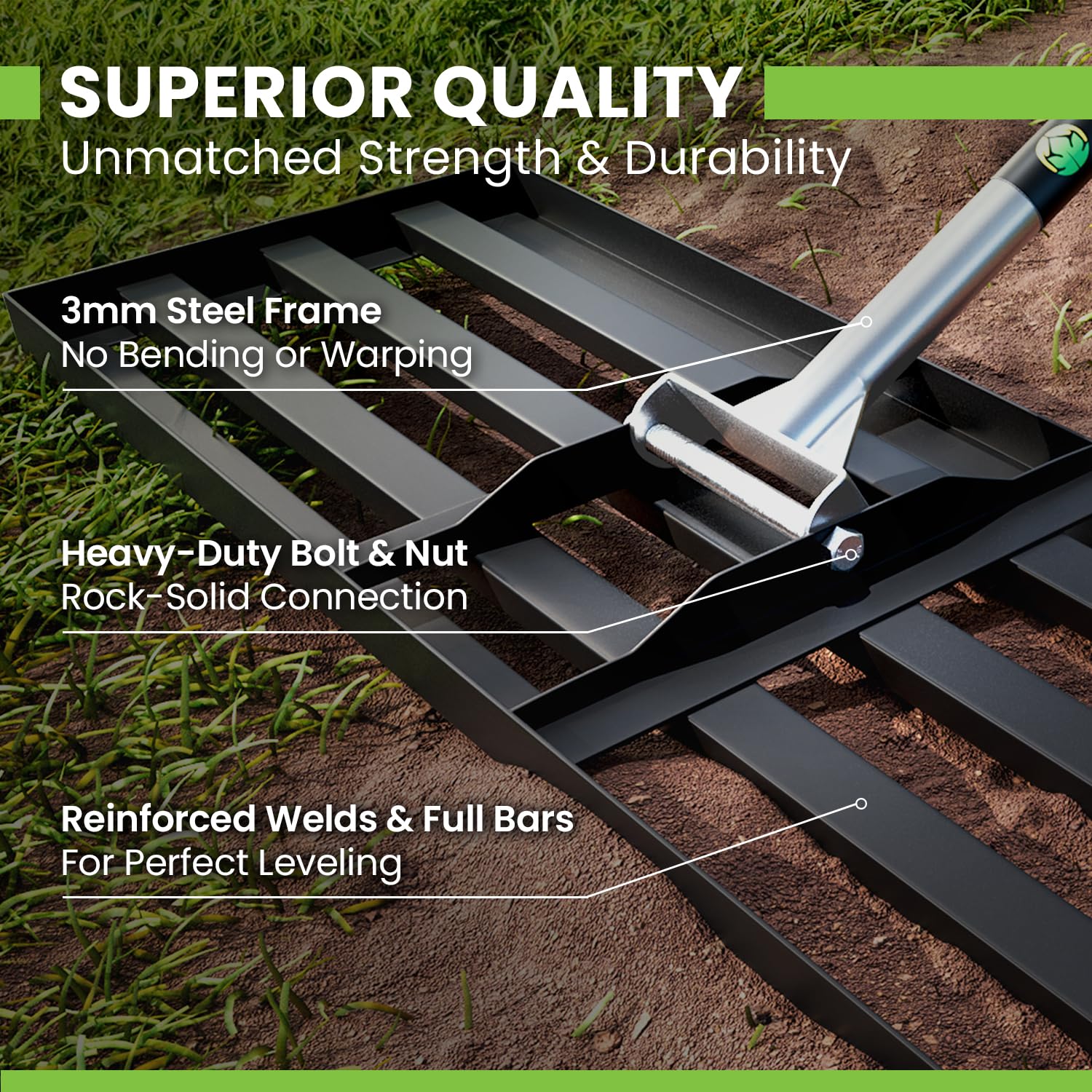 GARDEASE 78-inch handle enables efficient, one-person lawn coverage