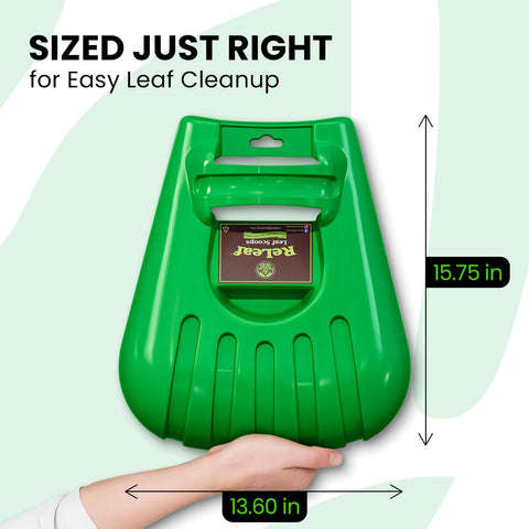 GARDEASE leaf scoops closed-design rake shown for spill-free cleanup.