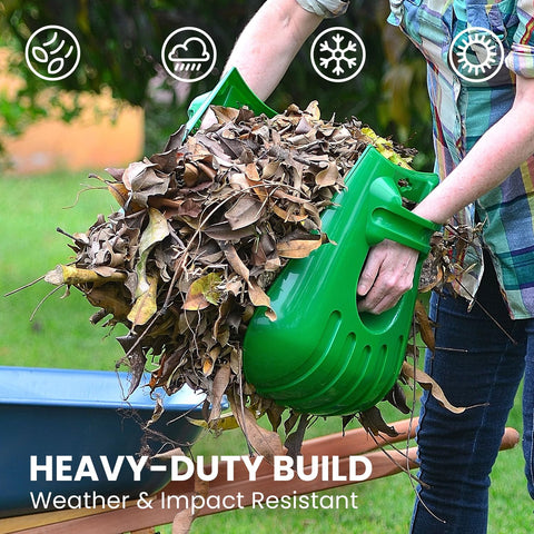GARDEASE leaf scoops versatile multiuse tool for gardening tasks.