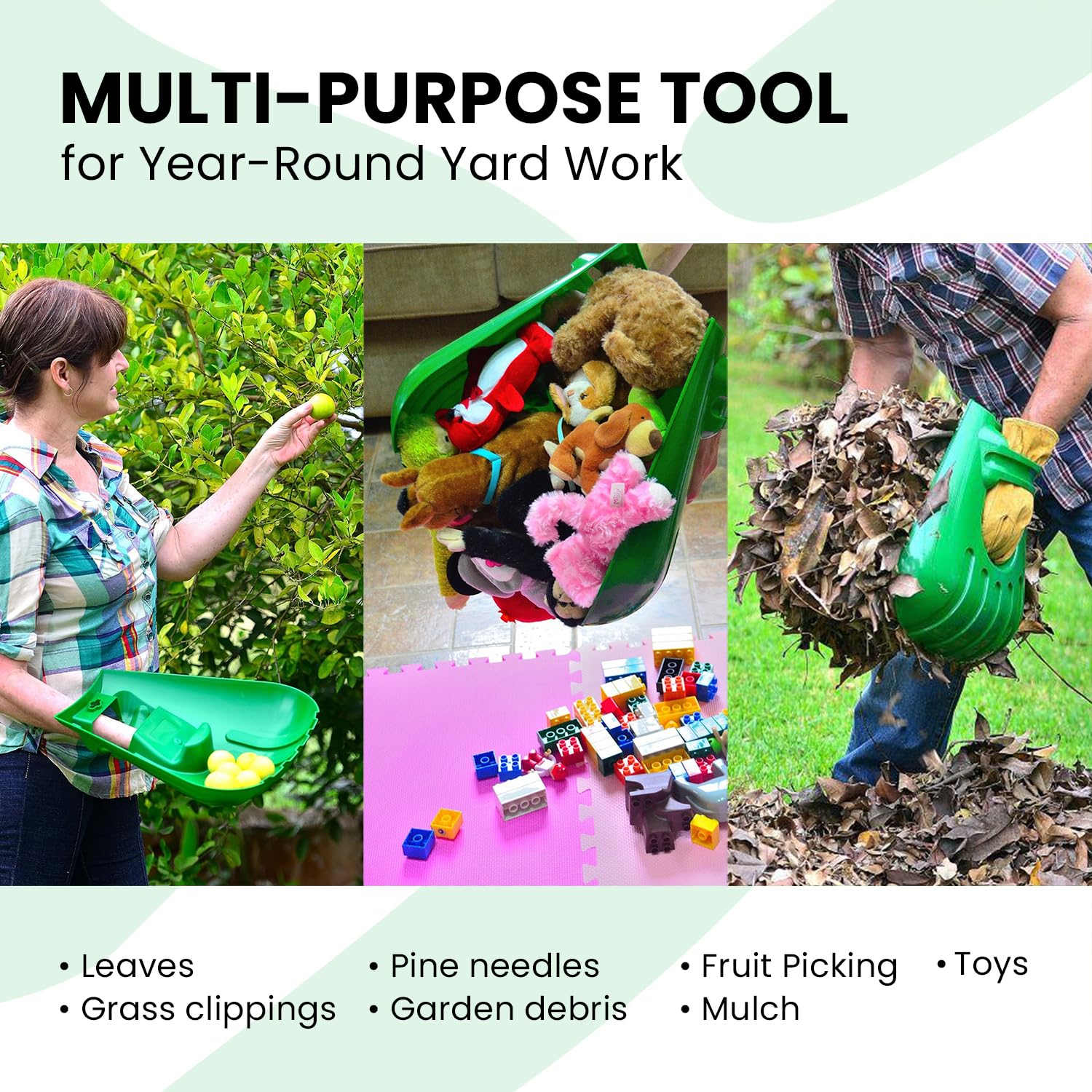 GARDEASE leaf scoops effective on wet or dry leaves.