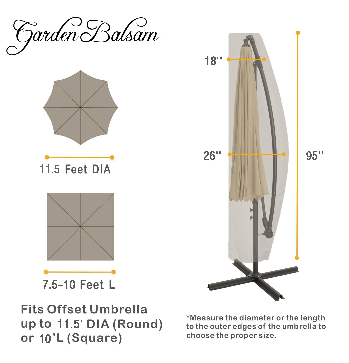 Garden Balsam curved cantilever umbrella cover protects the curved canopy from weather.
