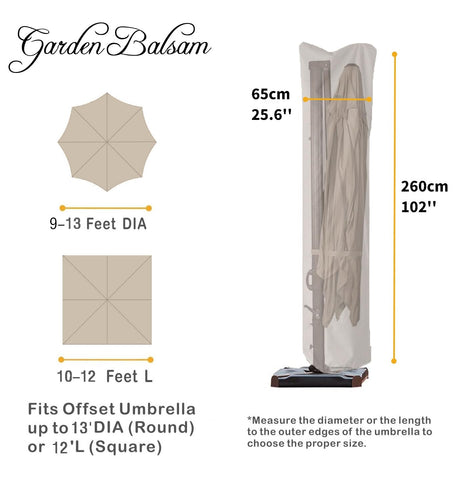 Garden Balsam curved cantilever umbrella cover protects curved poles from weather.