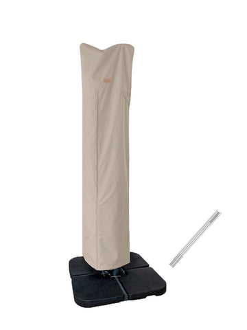 Garden Balsam umbrella cover fits 9–13 ft models to shield from rain.