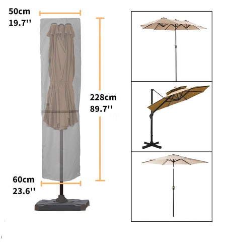 Garden Balsam umbrella cover for 15 ft double-sided umbrellas shields from wind and moisture