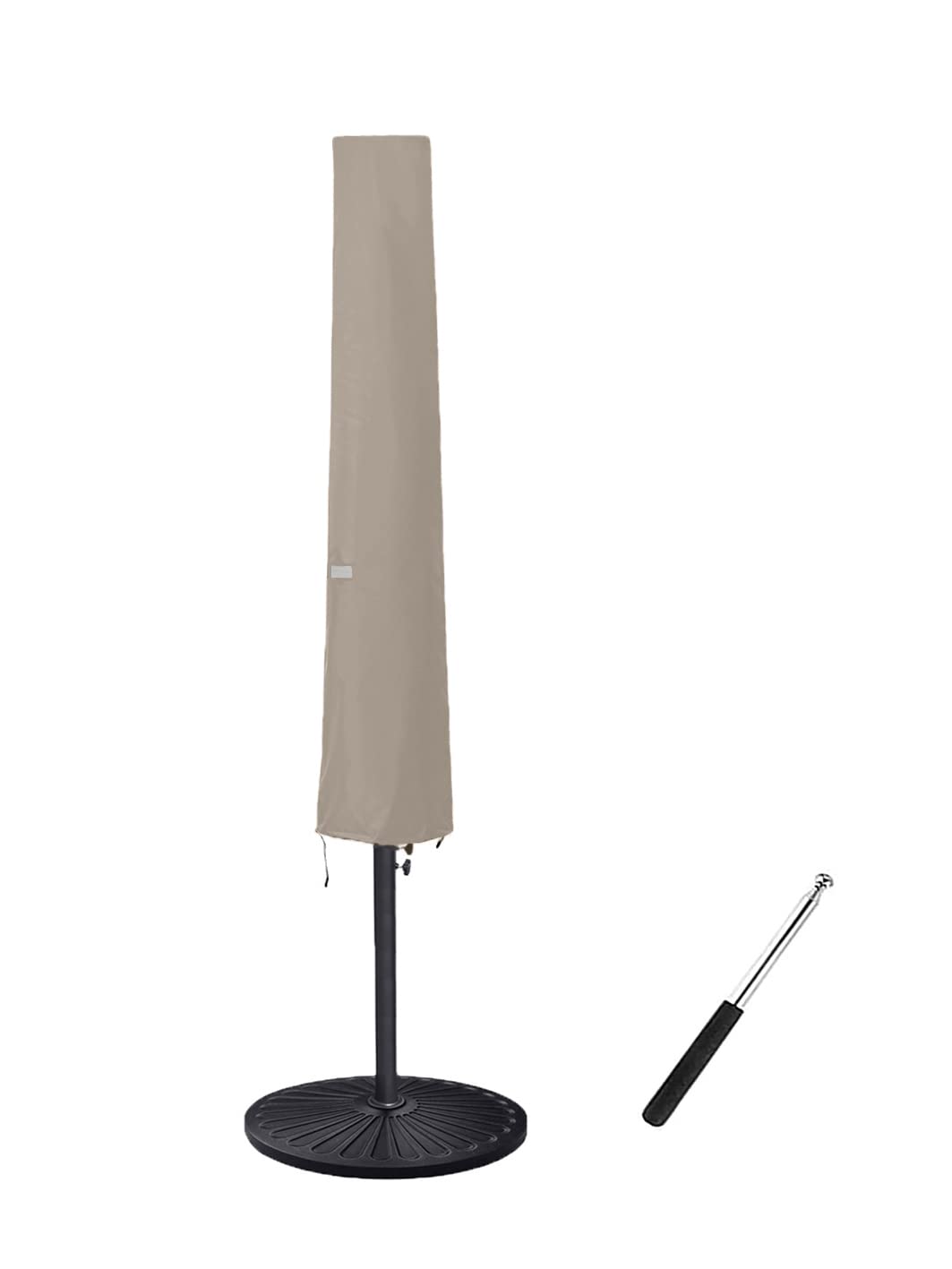 Garden Balsam umbrella cover fitted to a 6-9 ft umbrella shielding from sun and rain