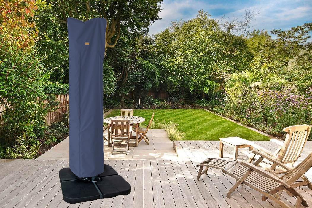 Garden Balsam 9-13 ft umbrella cover provides durable protection.