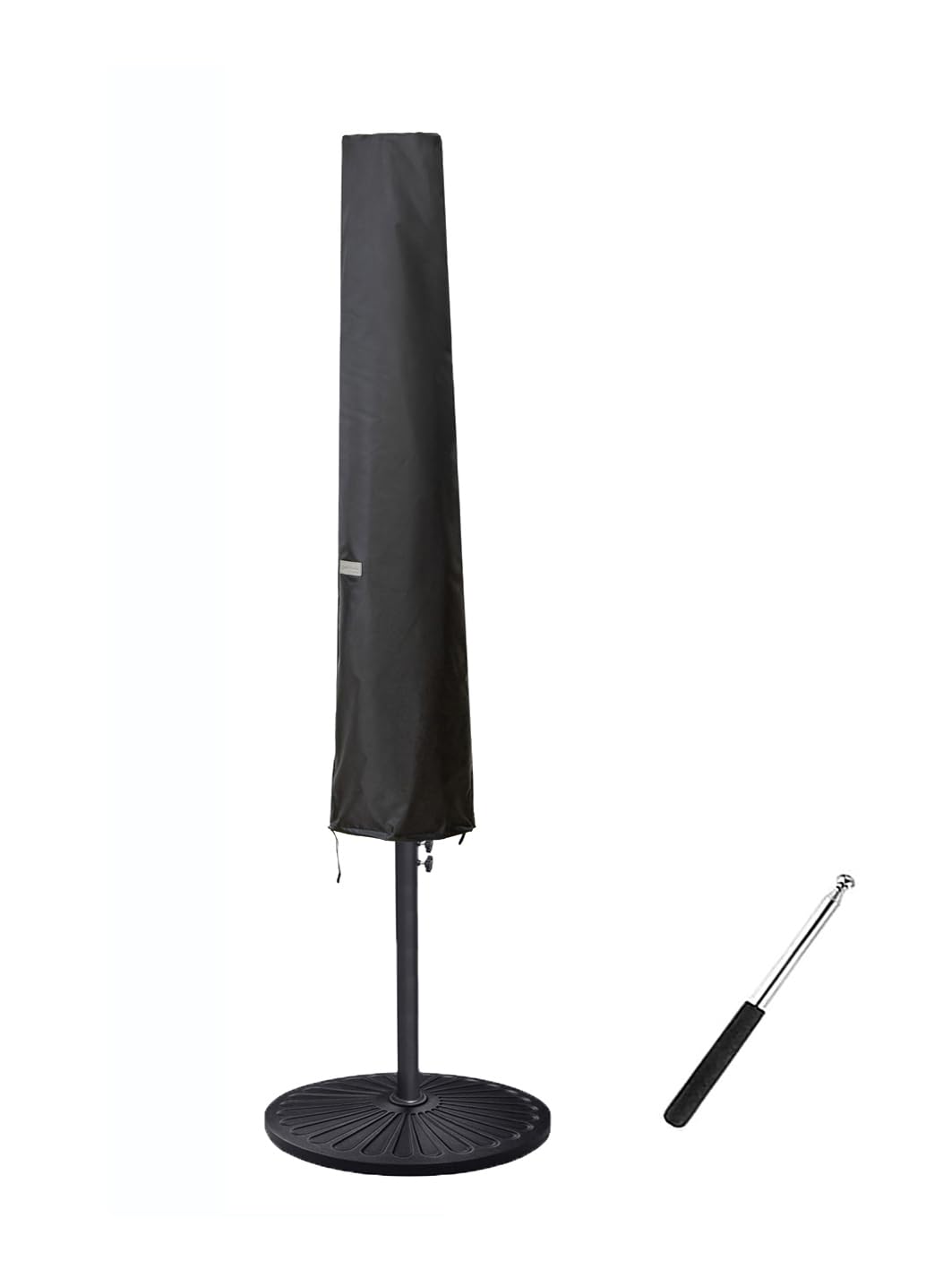 Garden Balsam umbrella cover front view protects a 6-9 ft market umbrella from weather.