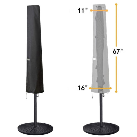 Garden Balsam umbrella cover side view shows rugged protection for year-round outdoor use.