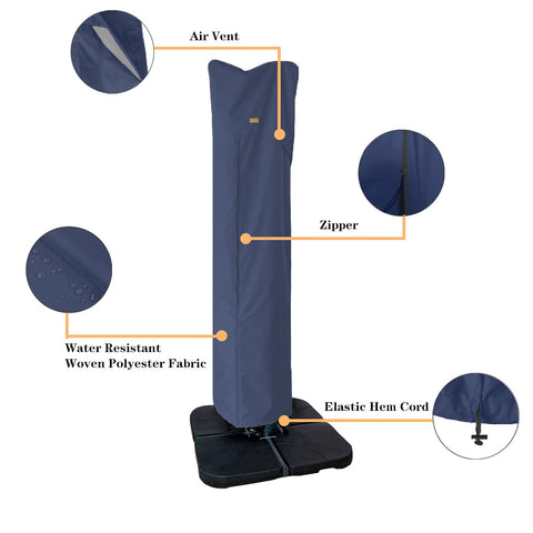 Garden Balsam water-resistant cover shields outdoor umbrellas from weather.