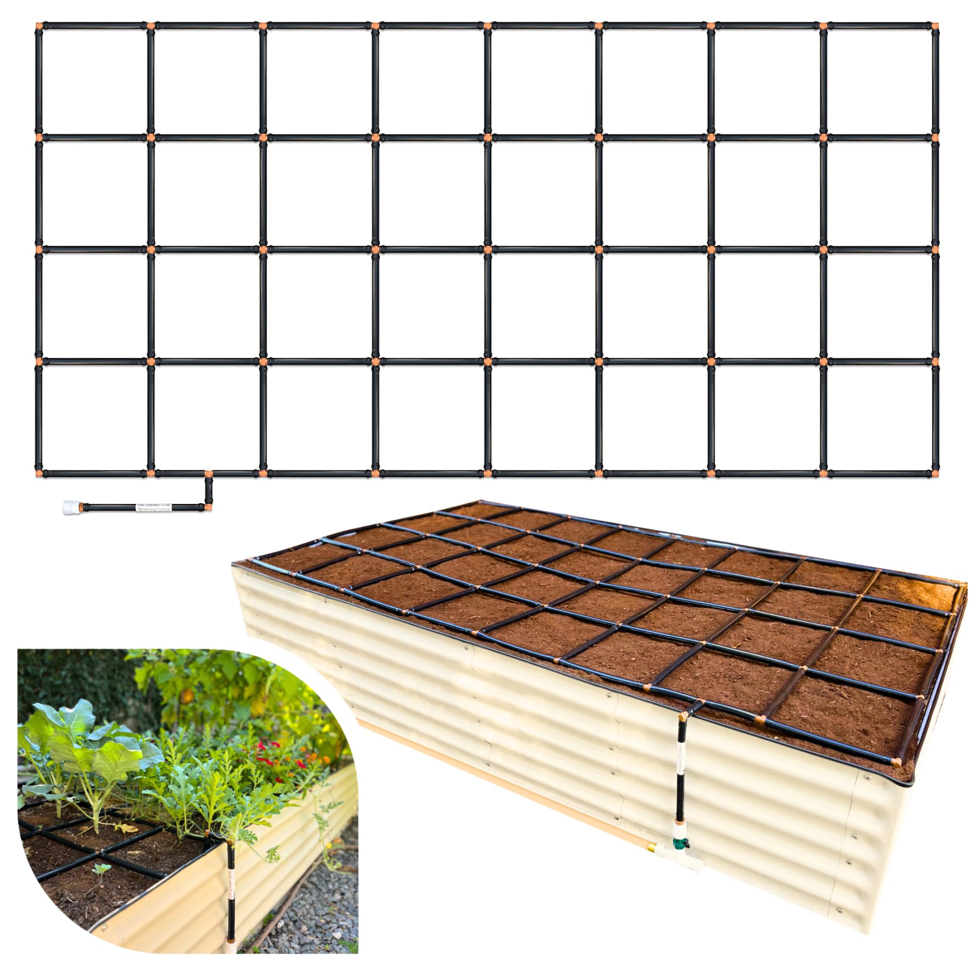 Garden Grid assembly demonstrates quick tool-free setup for a 4x8 raised bed.