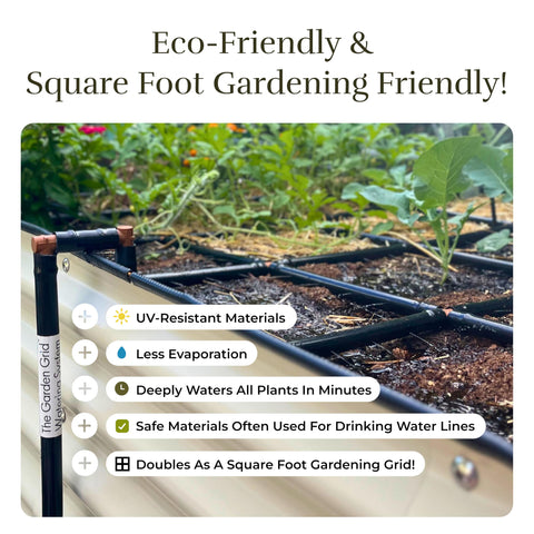 Garden Grid timer-compatible, low-maintenance watering for hands-free use.