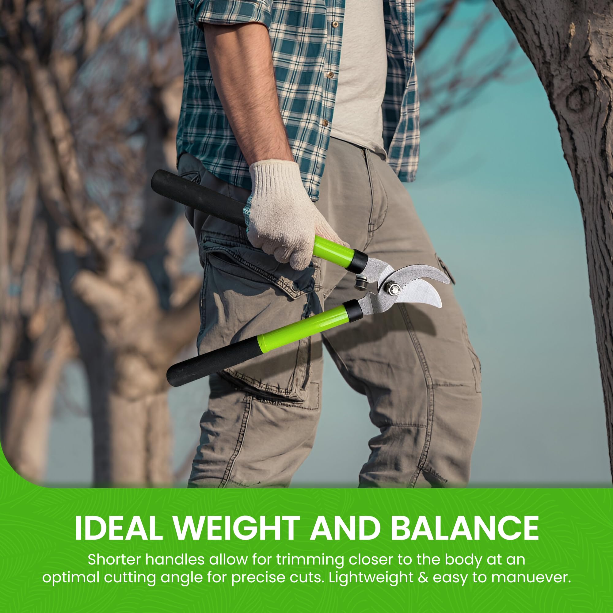 Garden Guru Bypass Loppers one-and-a-half-inch cutting capacity for mid-size branches.