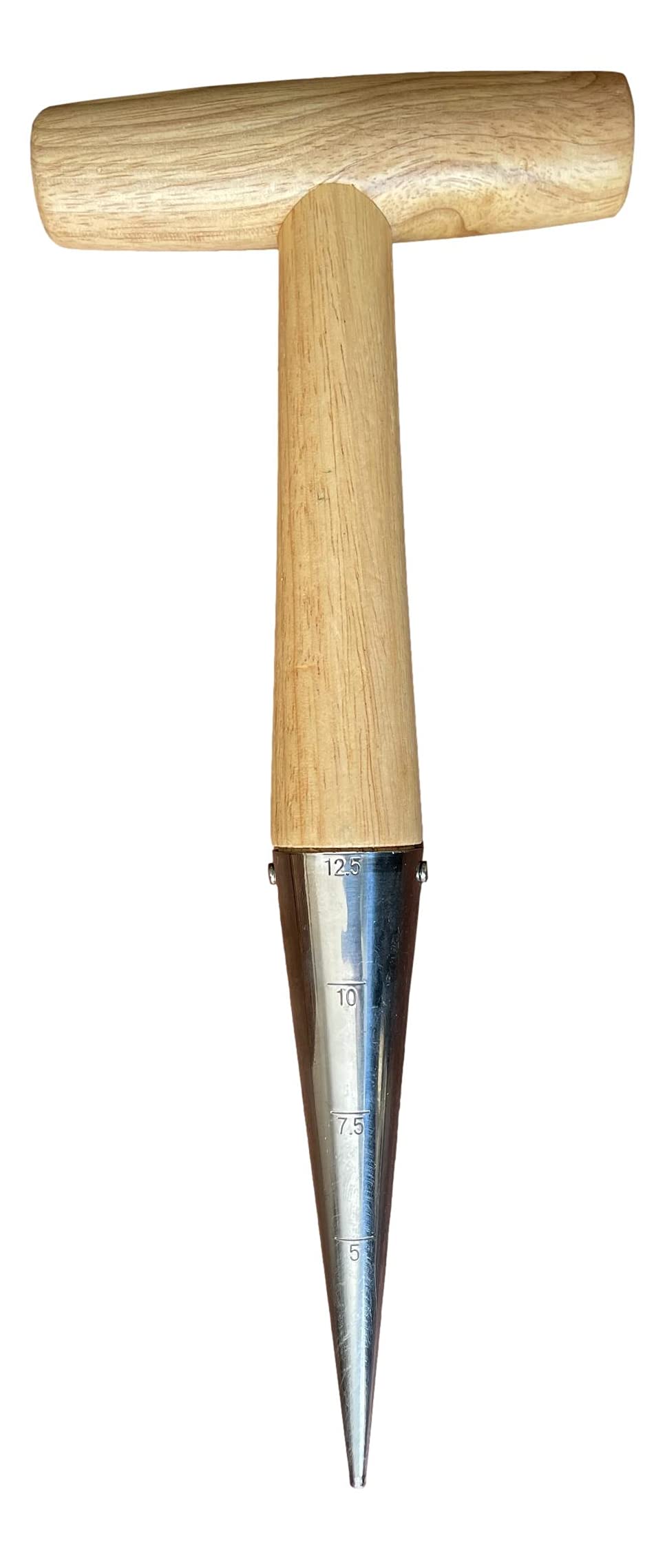 Garden Guru dibber constructed from durable high carbon steel.