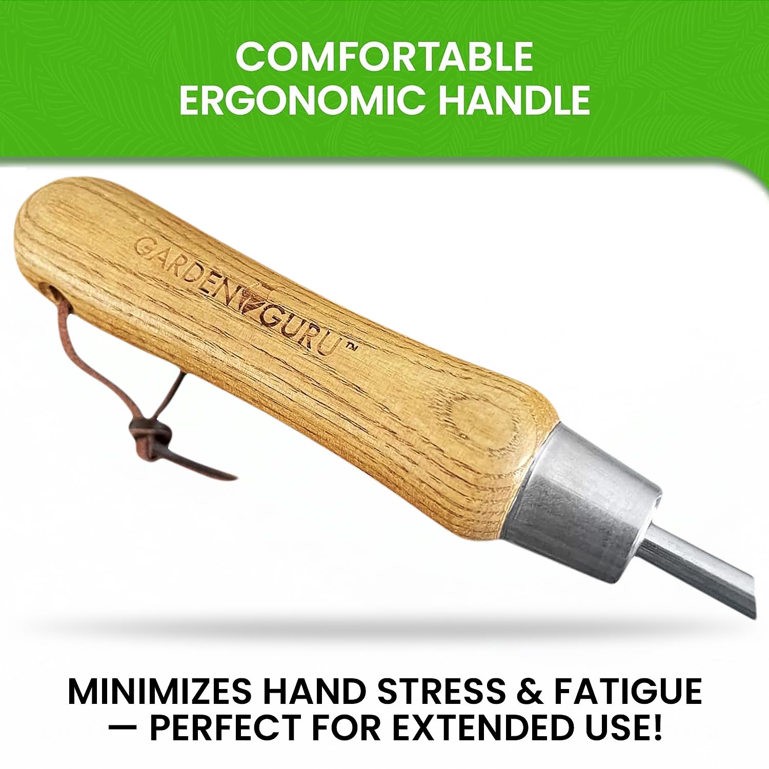 Ergonomic handle of Garden Guru Eco Transplanter reduces hand fatigue