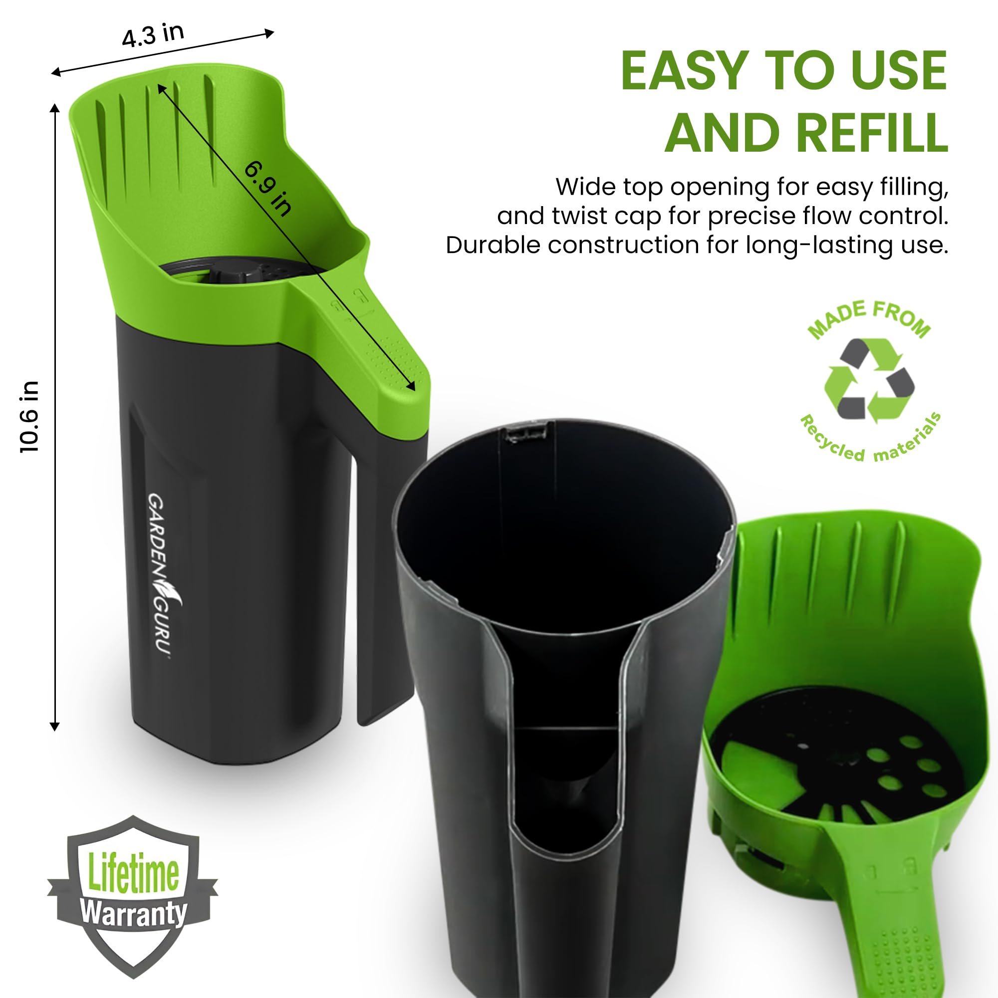 Garden Guru ergonomic handle design providing comfortable grip during extended spreading