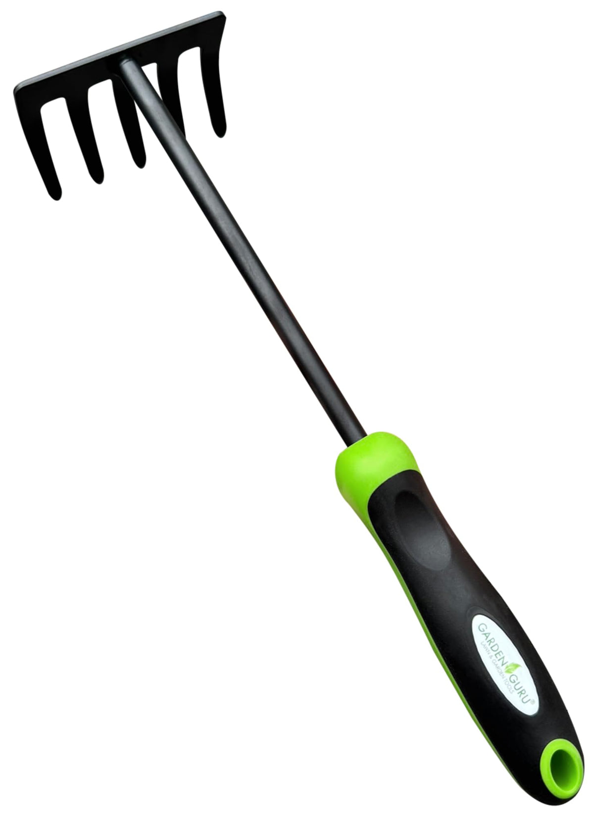 Garden Guru Hand Rake with five sturdy tines for cultivating and loosening soil.