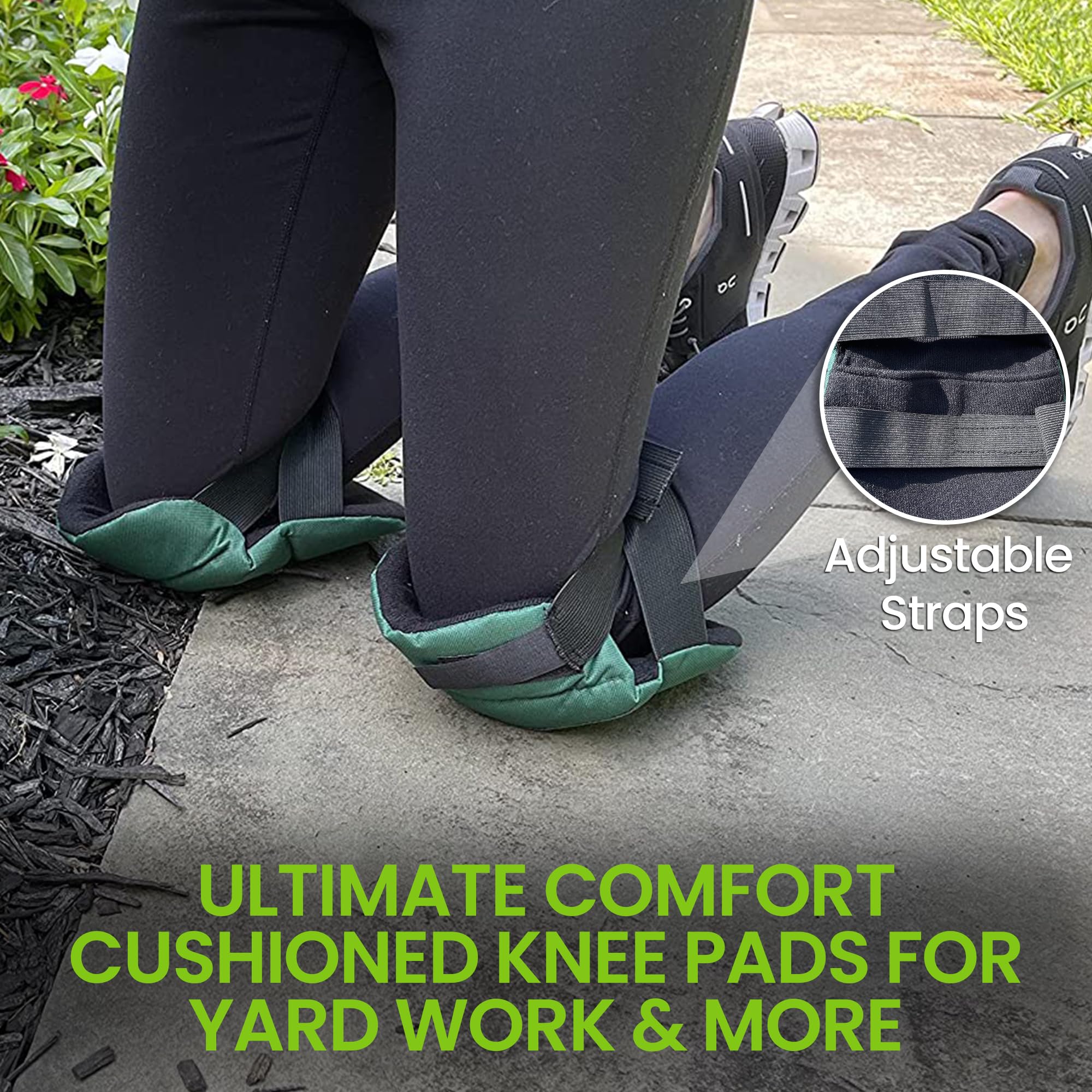 Garden Guru knee pads soft-inner-liner cradle sensitive knees comfortably.