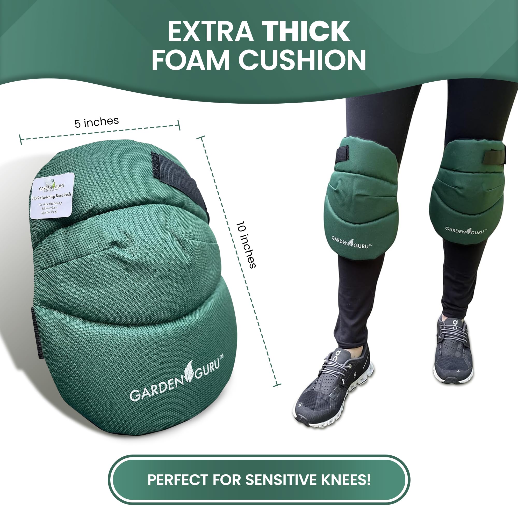 Garden Guru knee pads thick-foam-cushion deliver extra knee support.