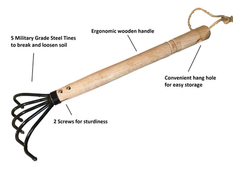 Garden Guru Ninja Claw wooden handle provides steady grip and reduced fatigue