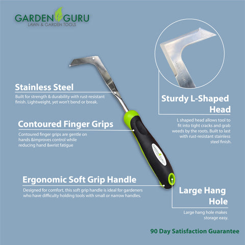Garden Guru weeder with large hang hole for easy storage