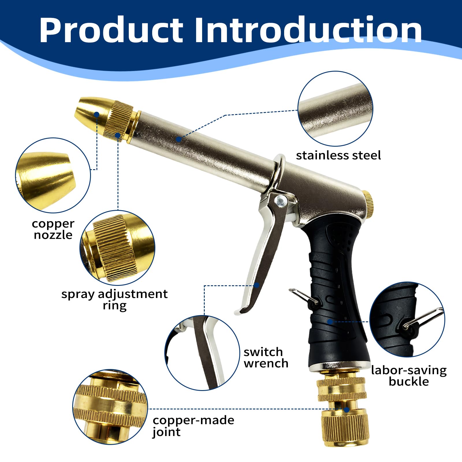 Garden Hose Nozzle ergonomic handle providing a comfortable grip during watering