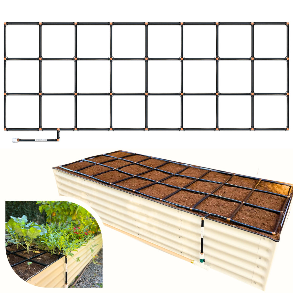 Garden In Minutes Garden Grid setup shows quick, tool-free installation for busy growers