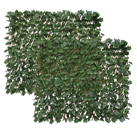 Garden Land expandable privacy screen with ivy leaves on balcony for privacy and airflow.