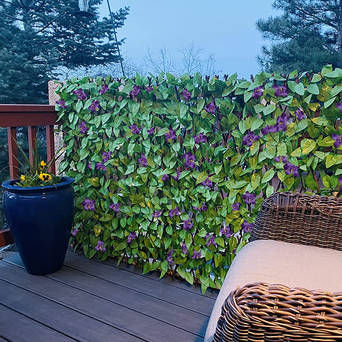 Garden Land UV-stabilized leaves resist sun and rain for year-round green look.