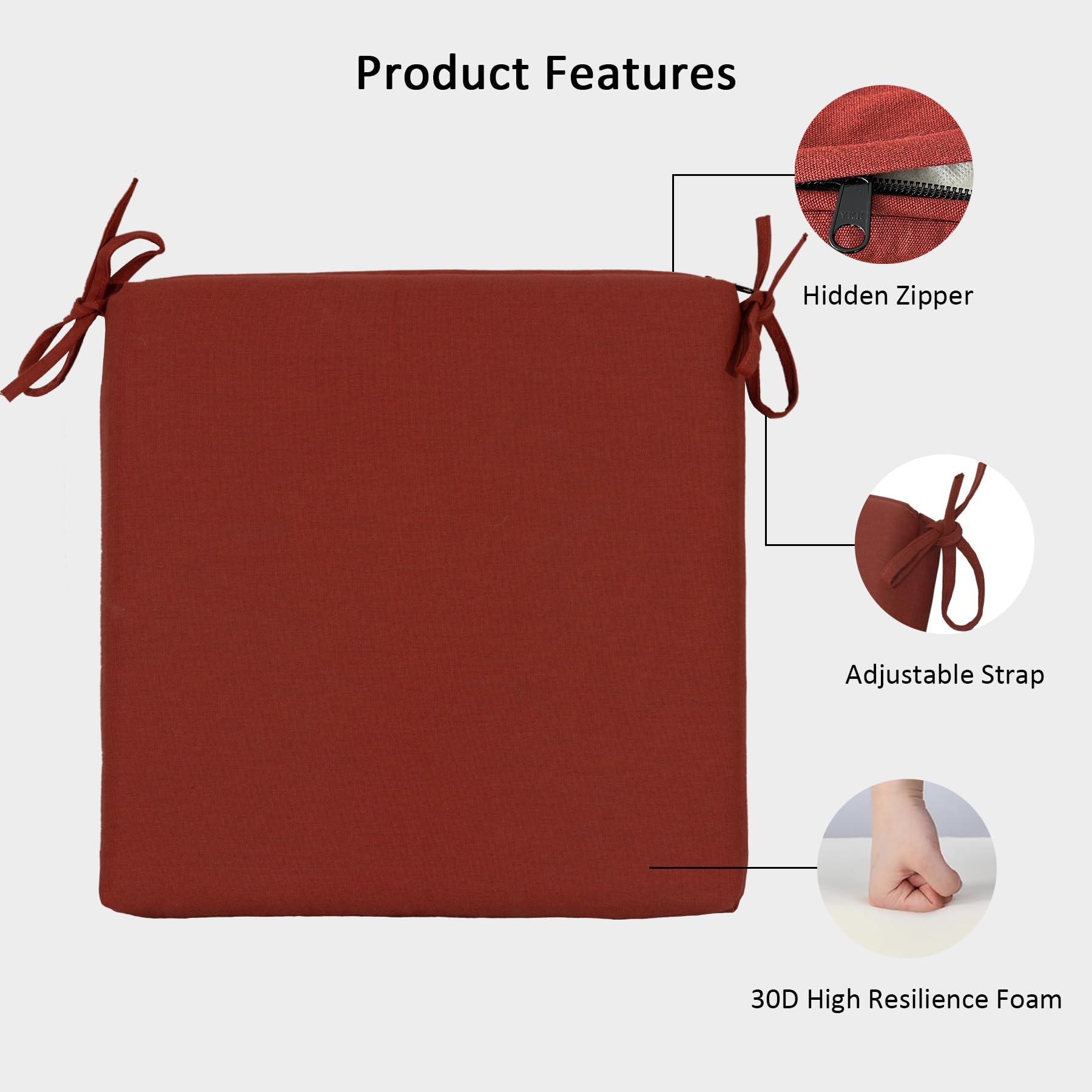 Garden Lucky Sunbrella cushion features 30D foam for quick rebound comfort.