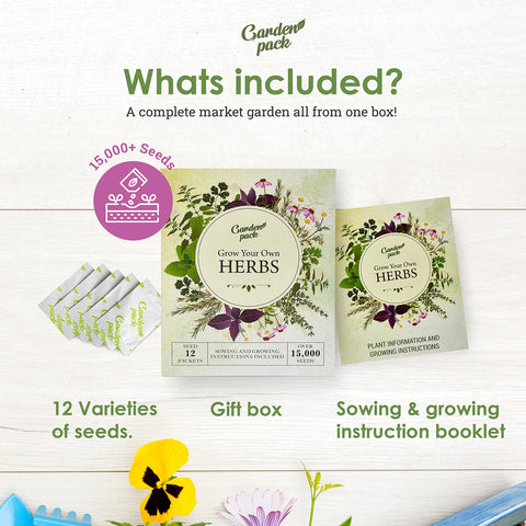 Garden Pack basil, mint, and rosemary seeds for fresh cooking at home.