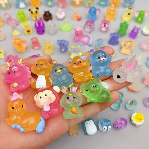 Garden path decor with small resin animals adds subtle charm.