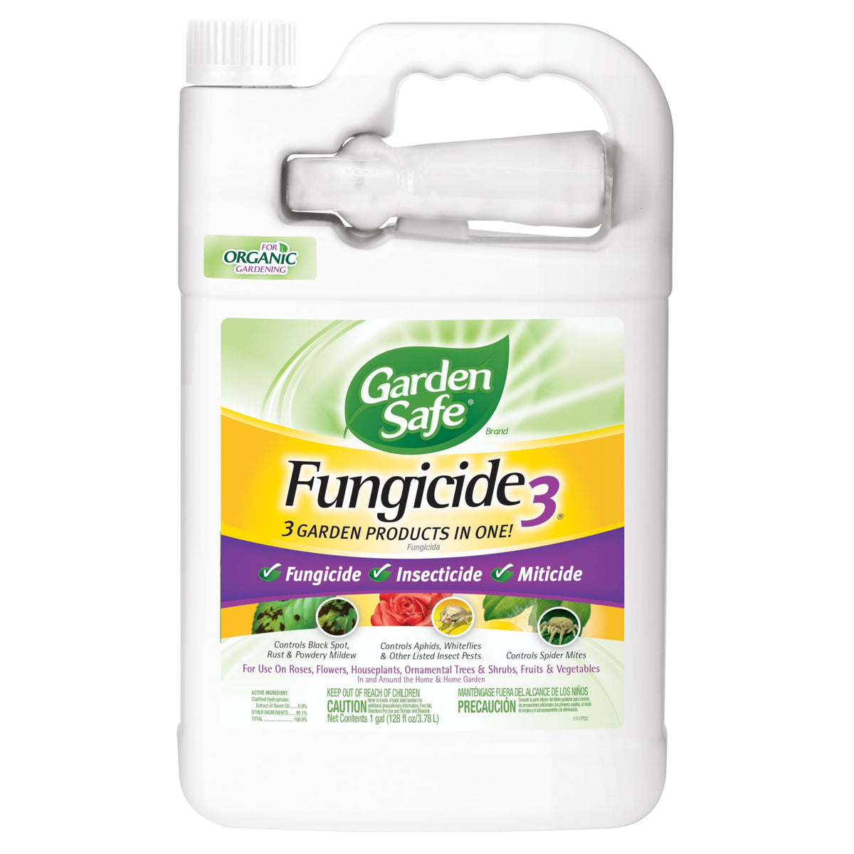 Garden Safe Fungicide3 bottle ready for organic garden protection.