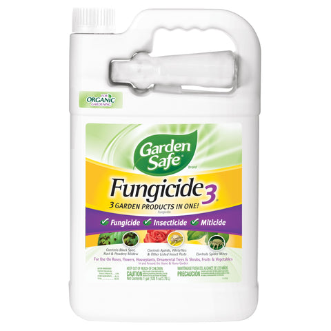 Garden Safe Fungicide3 bottle ready for organic garden protection.