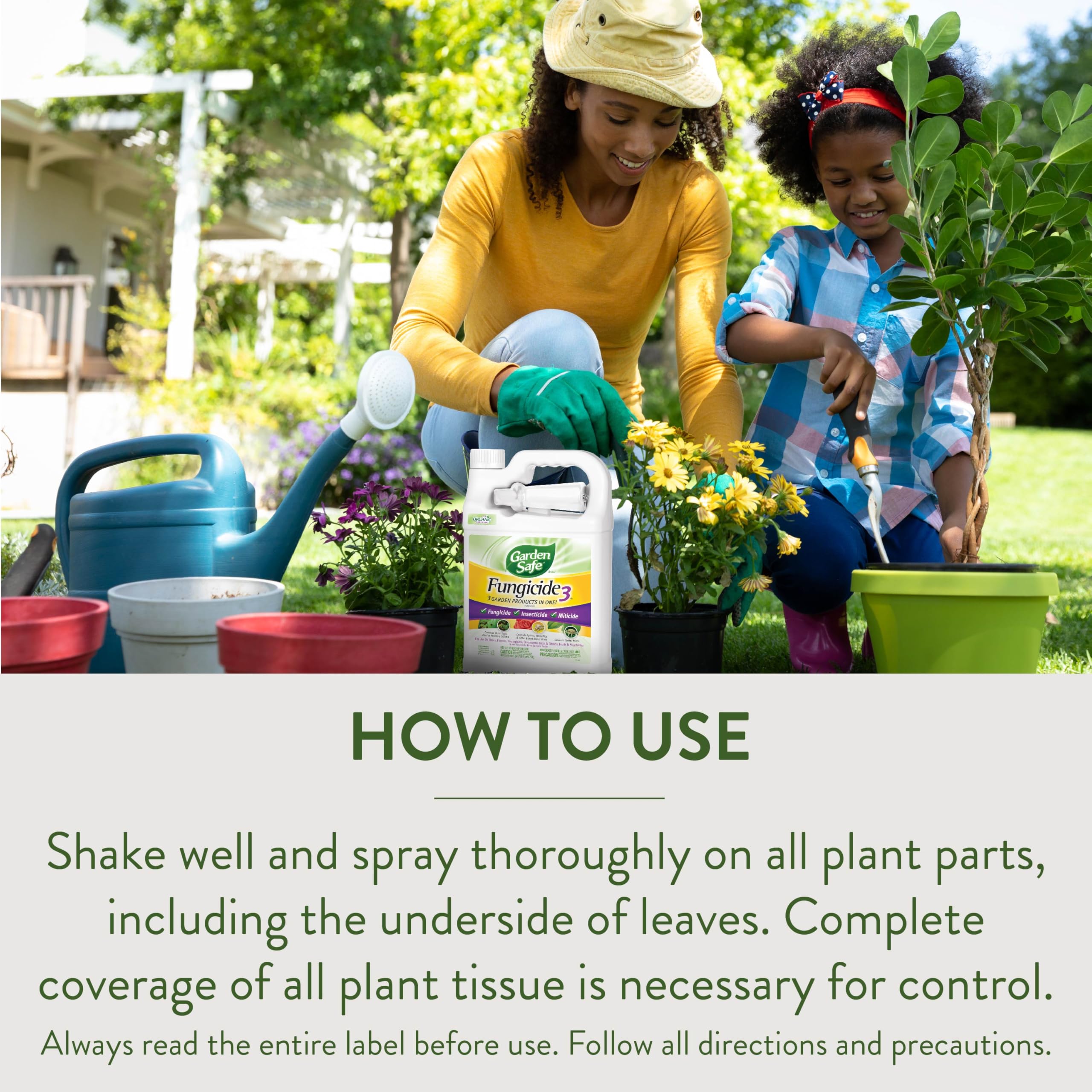 Garden Safe Fungicide3 on fruits and vegetables for garden protection.