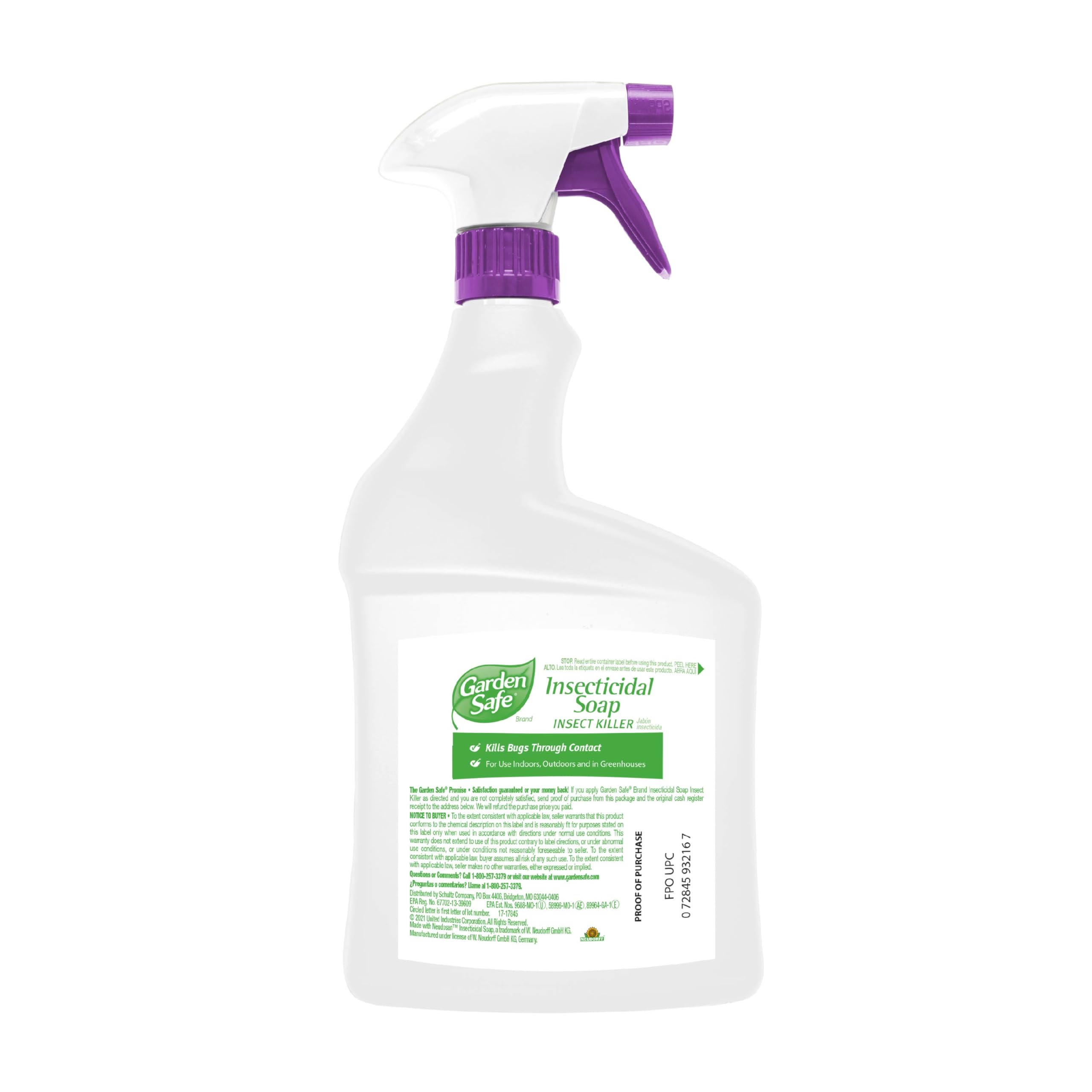 Garden Safe insecticidal soap in use in a thriving backyard garden.