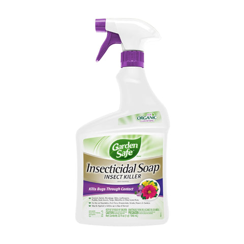 Garden Safe insecticidal soap bottle front view, ready-to-use pest control for plants.