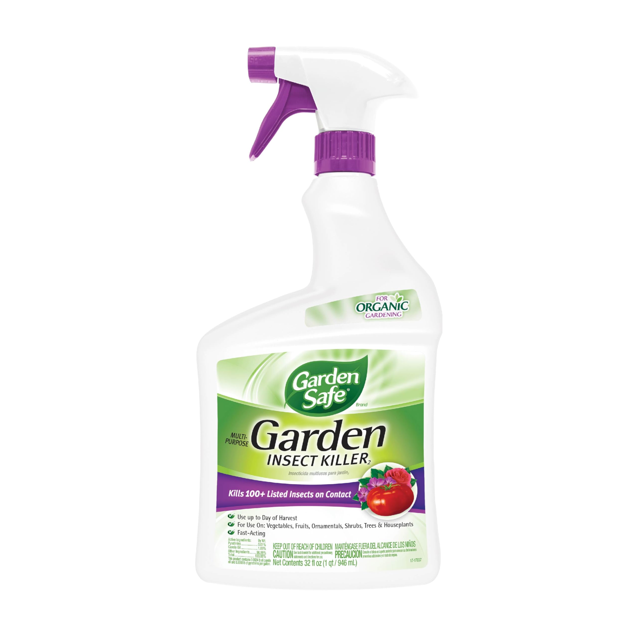 Garden Safe Multi-Purpose Insect Killer bottle shows label, on-contact pest control
