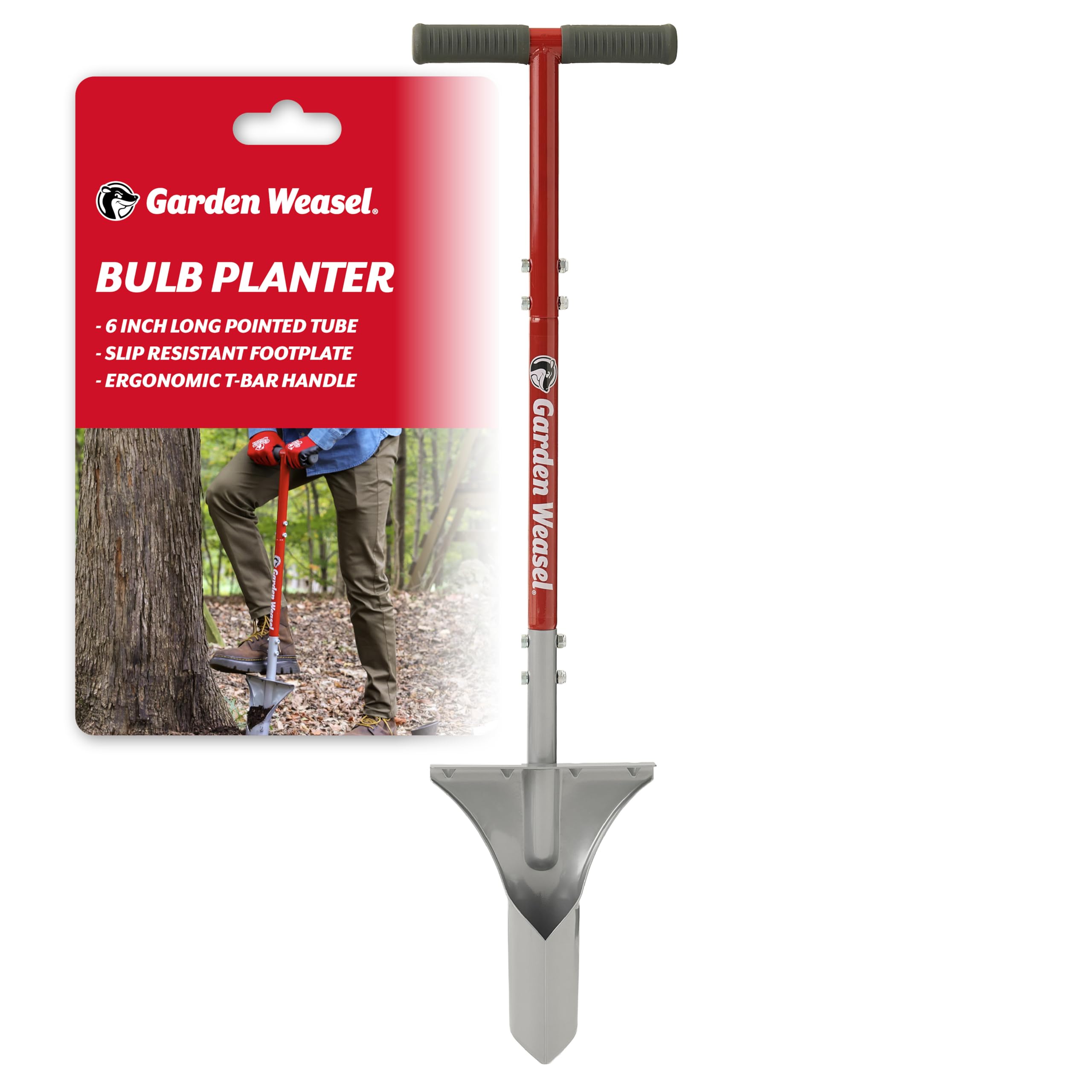 GARDEN WEASEL bulb planter tool creates a precise 3.75-inch planting hole