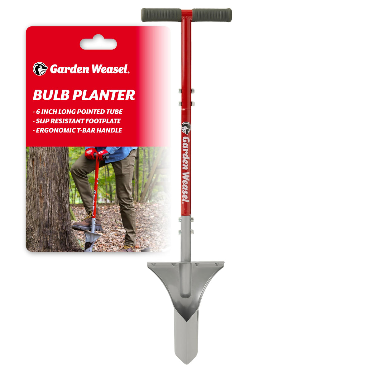 GARDEN WEASEL bulb planter tool creates a precise 3.75-inch planting hole