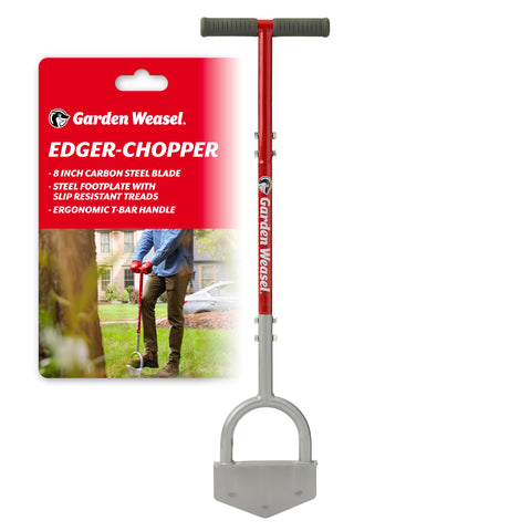 Garden Weasel Edger-Chopper assembly view showing easy-to-assemble pieces