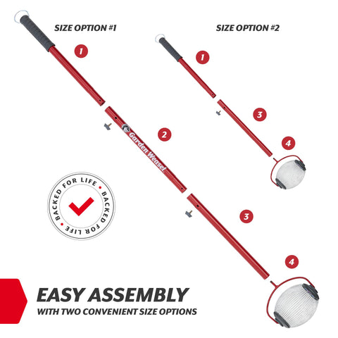 Garden Weasel ergonomic rubber handle provides comfortable grip during cleanup.