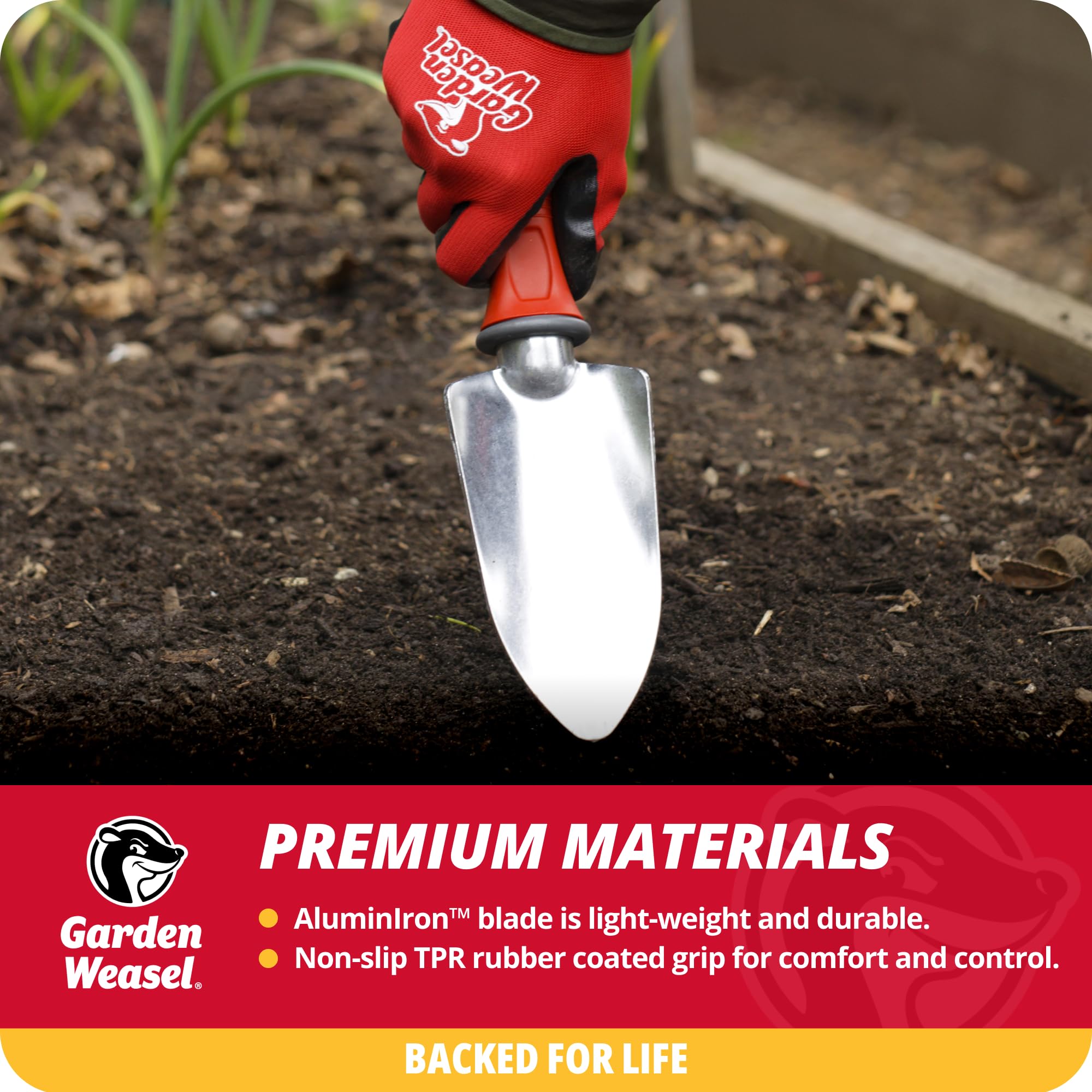 Garden Weasel Garden Trowel durable construction for long-lasting use.