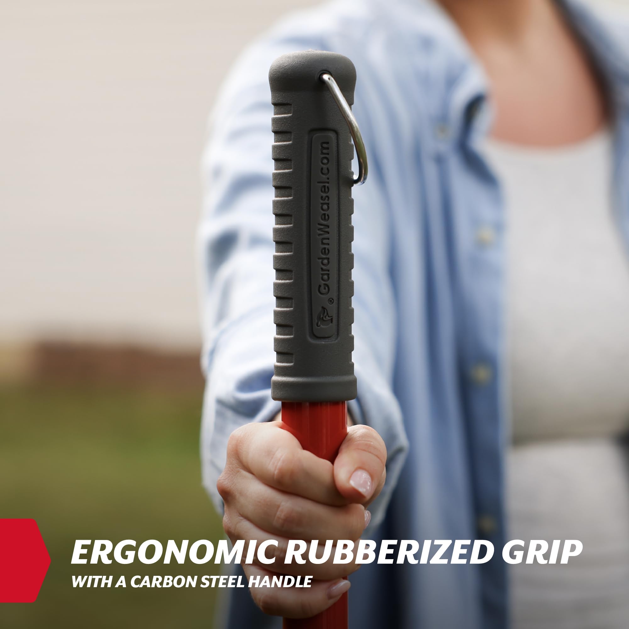 Garden Weasel no bending required design reduces back strain during yard work.