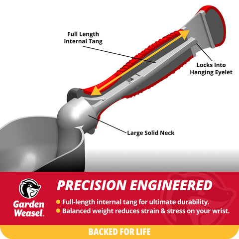 Garden Weasel Potting Scoop lifetime guarantee supports worry-free gardening.