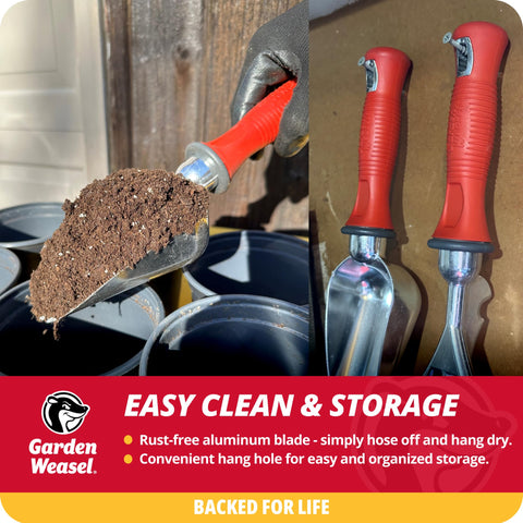 Garden Weasel Potting Scoop US-based support helps with questions.