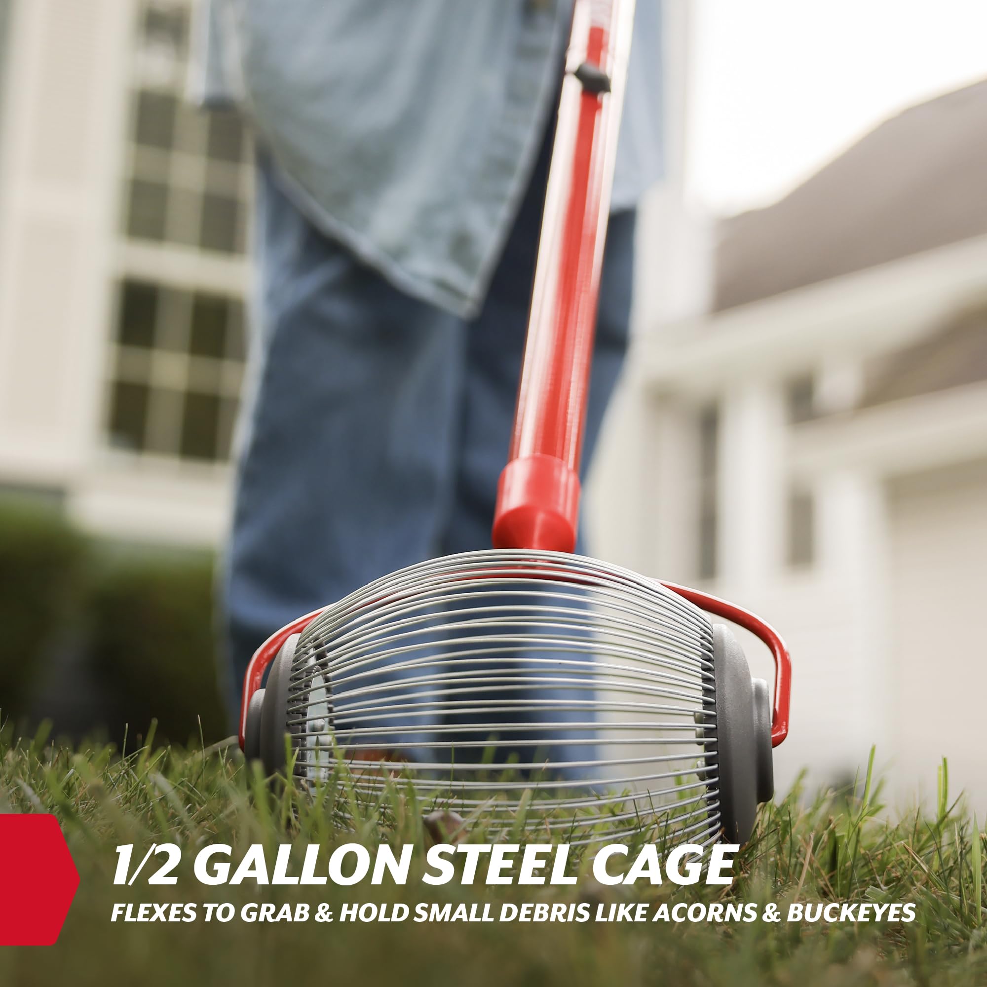Garden Weasel quick release dump feature enables easy emptying of debris.