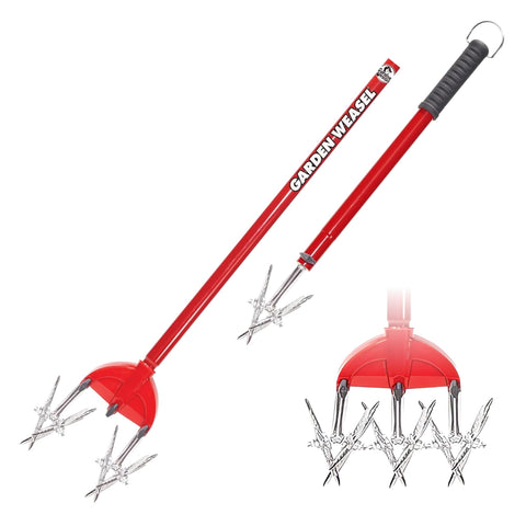 Garden Weasel 2in1 design in action for soil aeration and cultivation.
