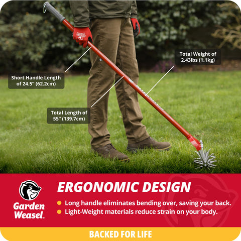 Garden Weasel in confined space shows blade wheels removed for access.