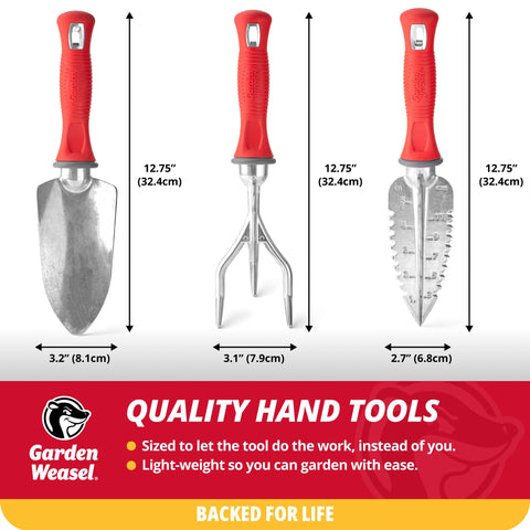 Garden Weasel rust-resistant aluminiron construction provides lightweight durability.